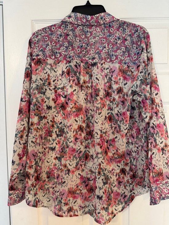 Liverpool Pink Multi Floral Button-Down Blouse - Picture 3 of 7